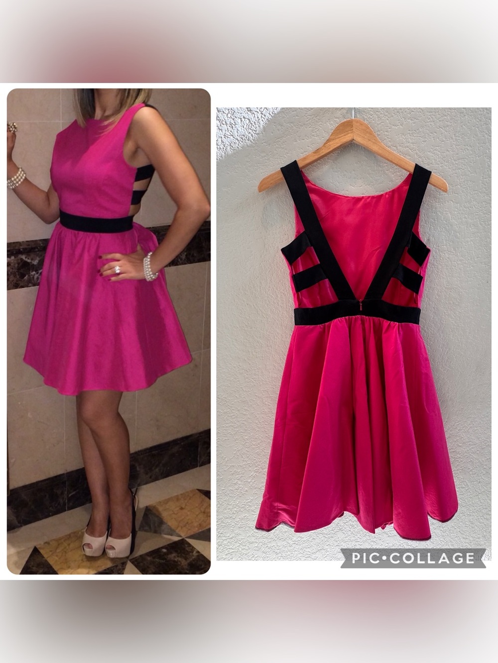 Pink fuchsia strapped back dress